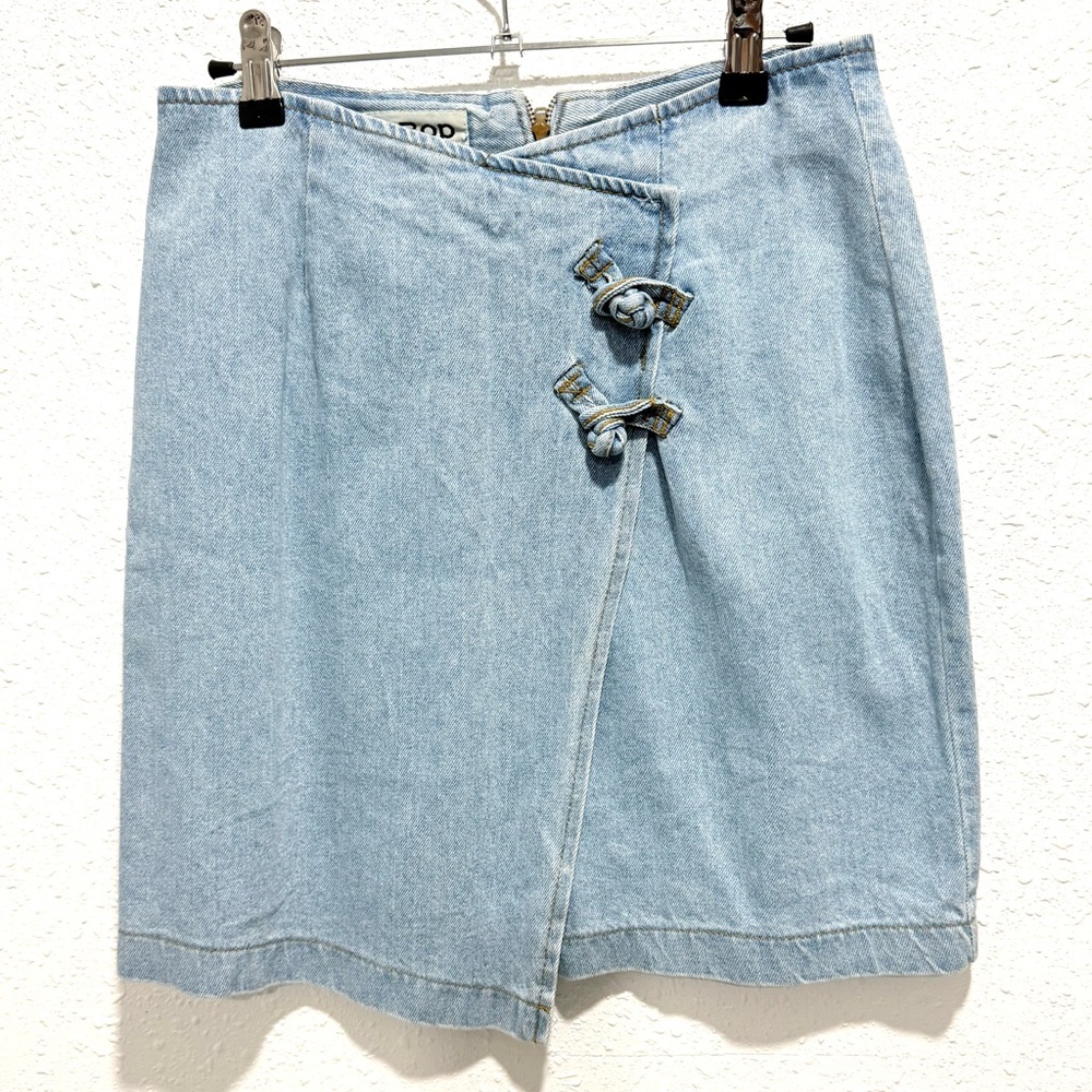 VINTAGE BeBop wrap‎ Light Blue Denim Mini Skirt 7